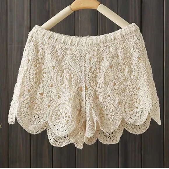 ShopEvelynne Pants - ShopEvelynne Boho Lace Scalloped Shorts